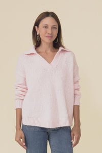 Carson Pink Collared Knit Jumper