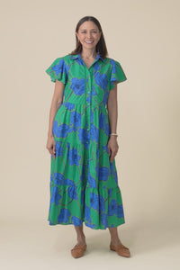 Alice Cobalt Floral Cotton Tiered Dress,Video