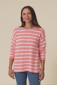 Bradford Coral Stripe Knit Top