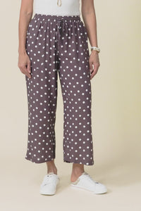 Minnelli Chocolate Spot Linen Cotton Pants,Video