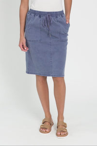 Dinah Washed Blue Cotton Drawstring Skirt