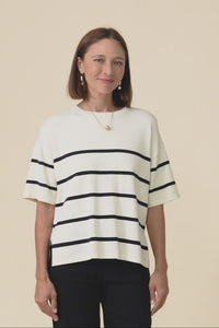 Bailey Cream Stripe Boxy Sweat