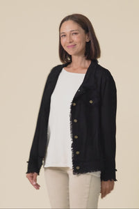 Oakley Black Linen Frayed Jacket