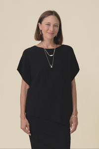 Petra Black Cotton Blend Knit Top