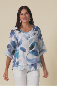 Liora Blue Bloom Layered Top