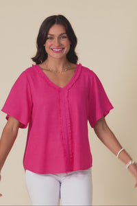 Georgio Hot Pink Linen Top