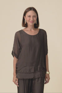 Talia Chocolate Silk Layer Top