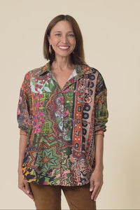 Meyer Green Abstract Cotton Shirt