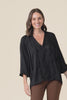 Trove Black Silk Ruffle Top