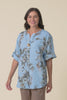 Arlon Blue Foliage Linen Button Top,Video