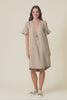 Lesley Taupe Linen Flutter Sleeve Dress,Video