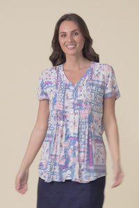 Isobel Pink Mosaic Button Top,Video