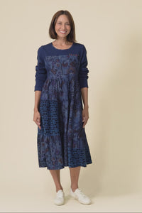 Horai Navy Patchwork Cotton Dress