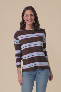Natasha Mocha Stripe Knit Top,Video