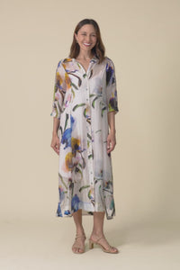 Soiree Blue Floral Shirt Dress,Video