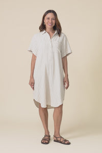 Cohan Beige Stripe Collared Dress,video