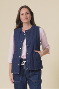 Polly Dark Blue Denim Quilted Vest