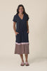 Acai Navy Split Cotton T-Shirt Dress,Video