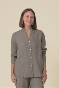 Liza Dark Taupe Linen Shirt