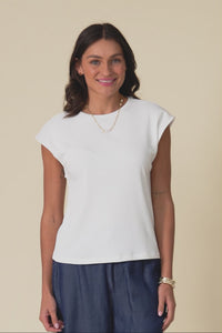 Cuff White Ribbed Tee