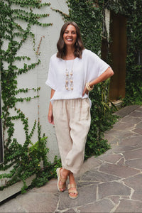 Elide Natural Linen Cropped Pants