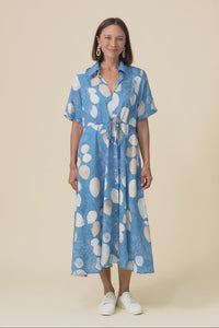 Leigh Blue Leaf Tie Dress