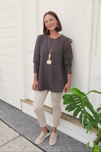 Lucas Chocolate Knit Button Jumper