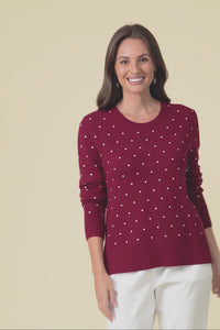 Louis Burgundy Spot Knit Sweater