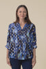 Carleen Blue Abstract Foil Button Top,Video