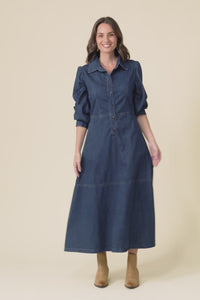 Detroit Dark Blue Denim Sleeved Dress