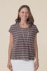 Mindy Dark Brown Stripe Cotton Shell Tee,video