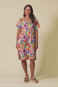 Marisol White Fruity Crinkle Cotton Dress