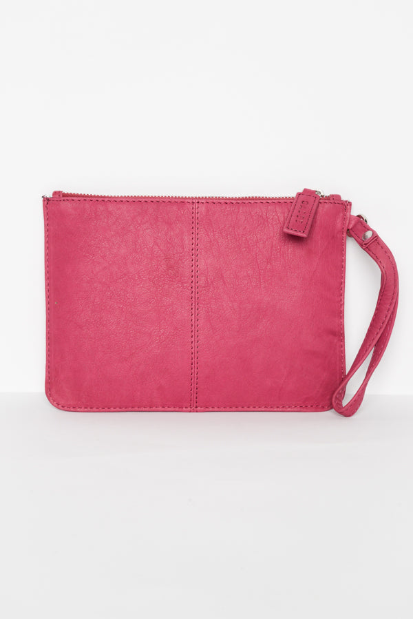 Queens Pink Leather Clutch - Blue Bungalow