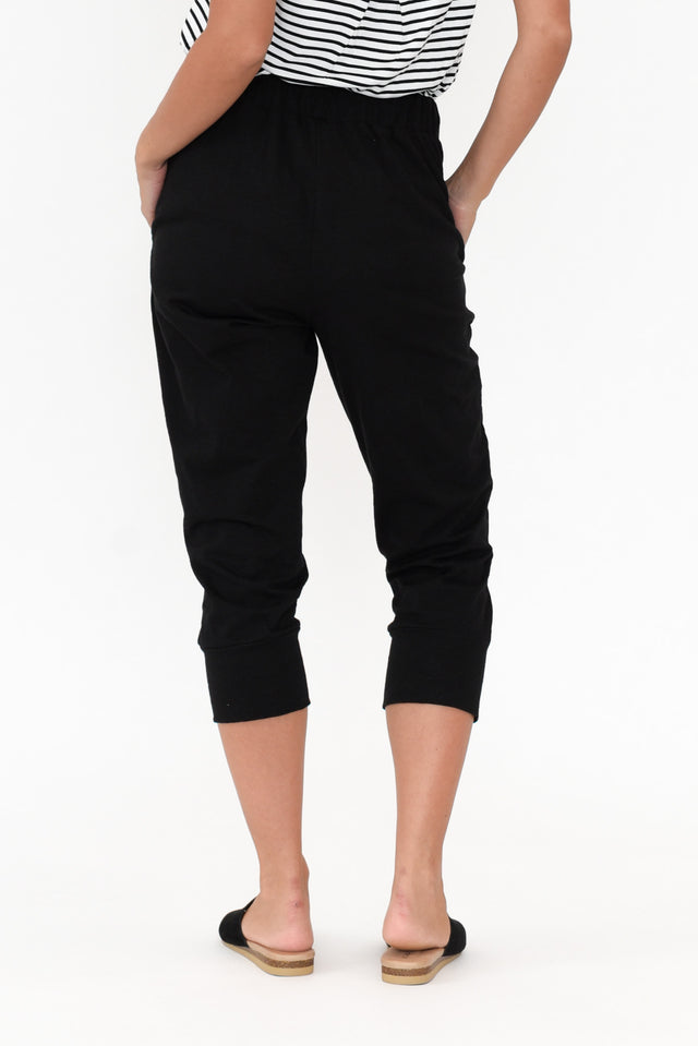 Alexia Black Cotton Cropped Jogger Pants image 5