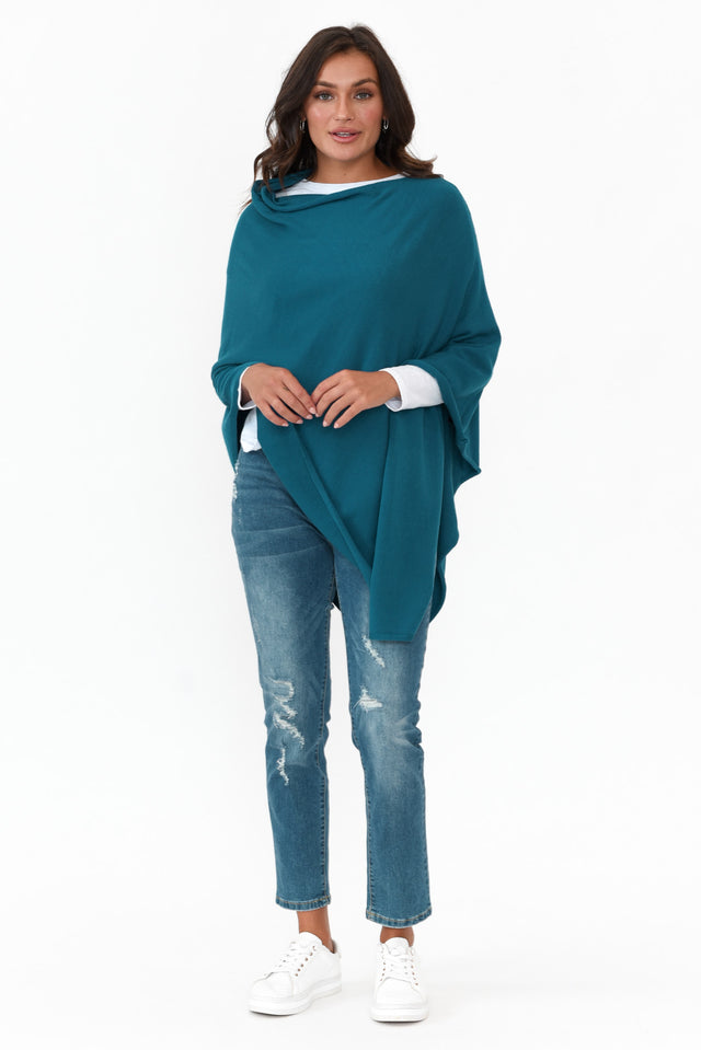 Amy Teal Wool Blend Poncho image 7