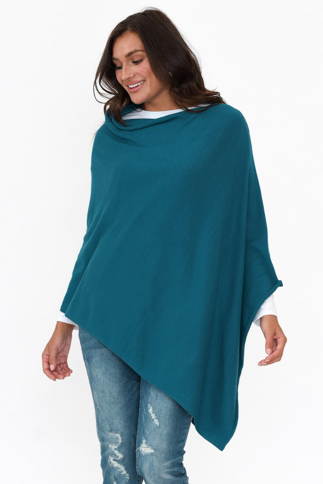 Amy Teal Wool Blend Poncho image 2