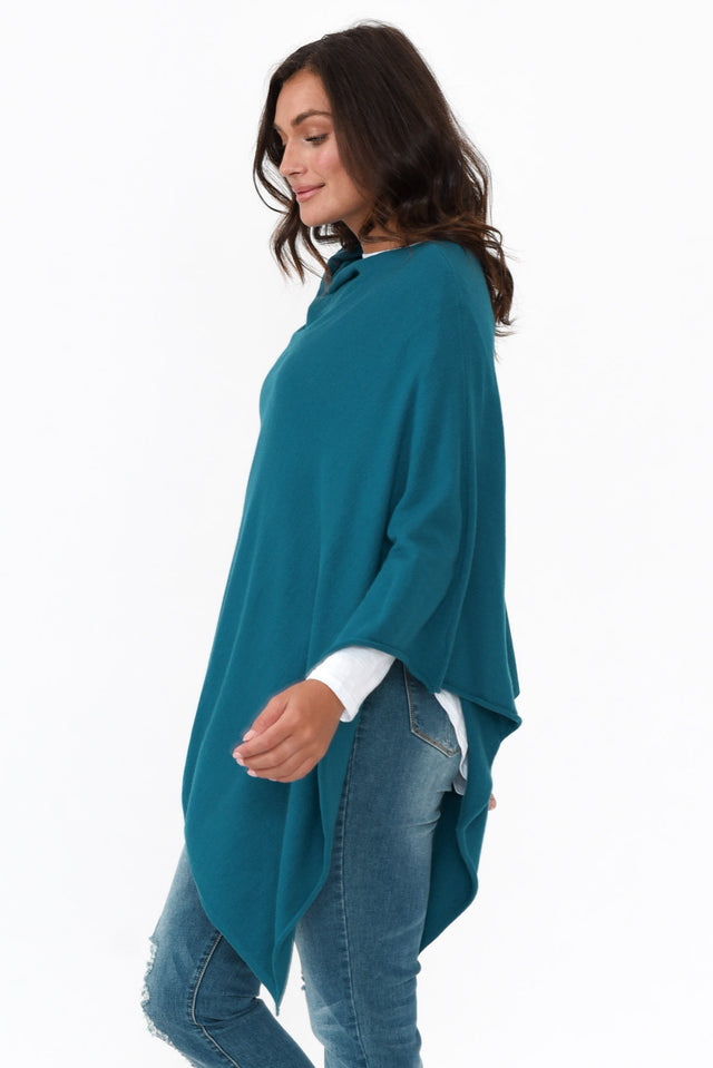 Amy Teal Wool Blend Poncho image 4