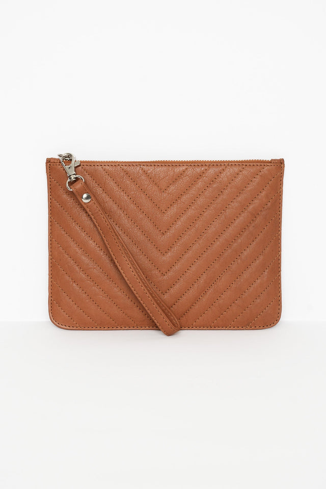 Astrid Tan Quilted Leather Pouch image 1