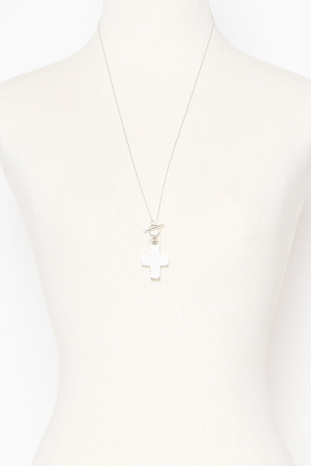 Ava Sterling Silver Long Cross Necklace