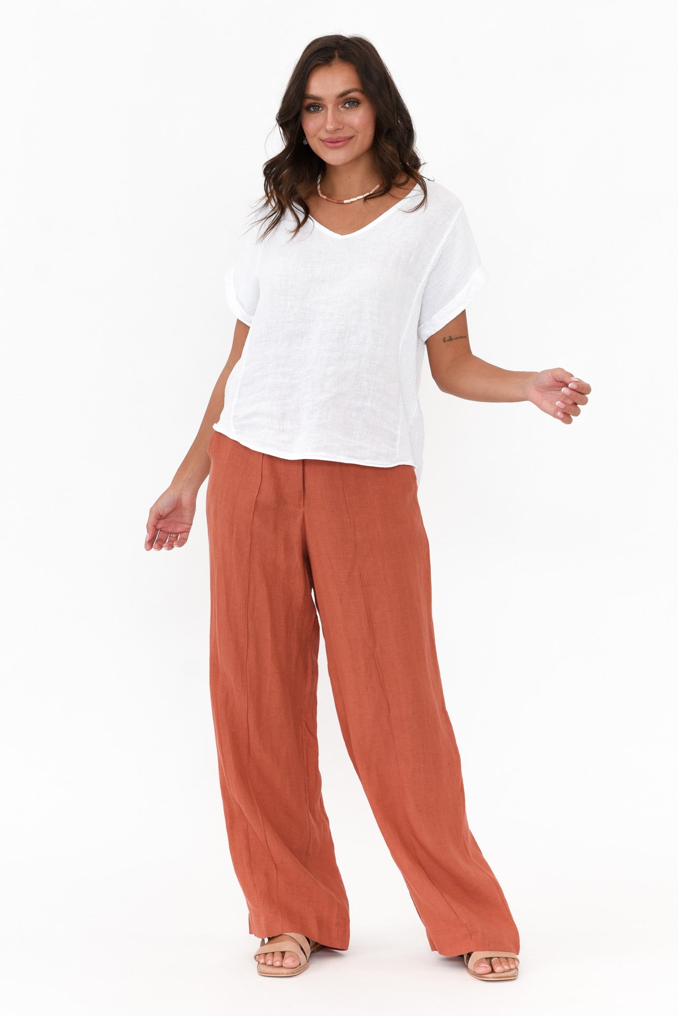 Rust on sale linen pants