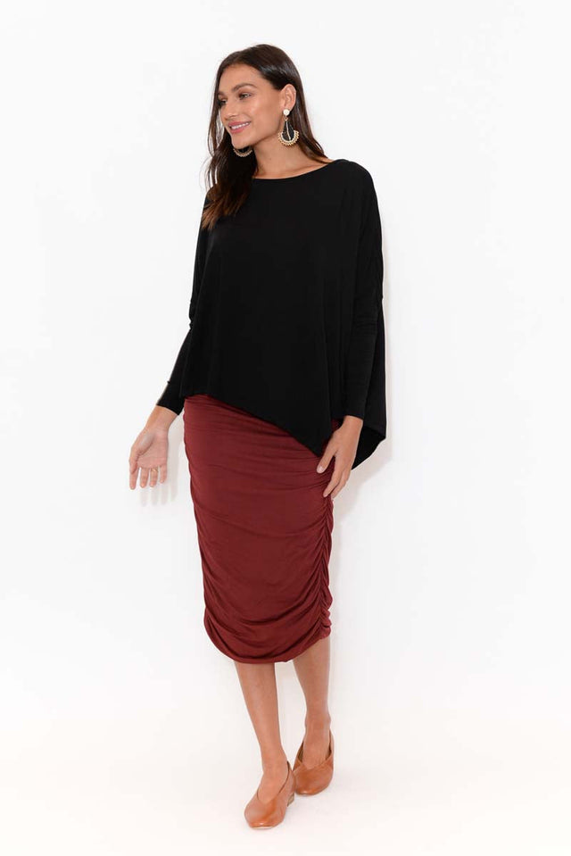Black Bamboo Relaxed Boatneck Top image 5