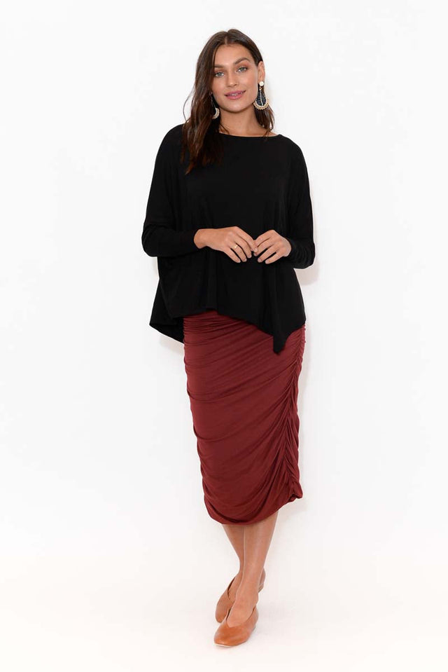Black Bamboo Relaxed Boatneck Top