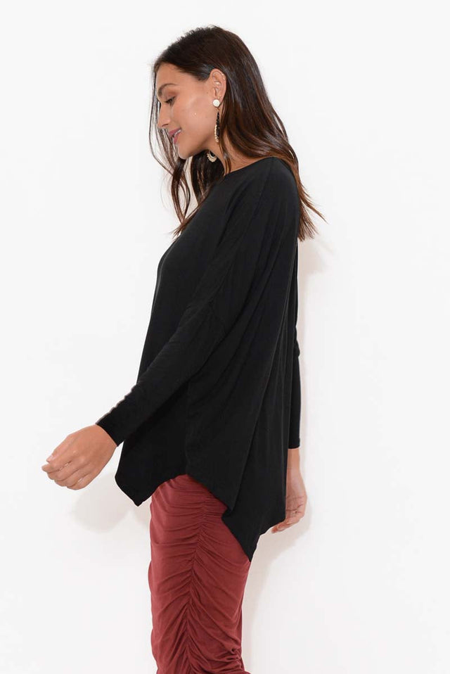 Black Bamboo Relaxed Boatneck Top image 4
