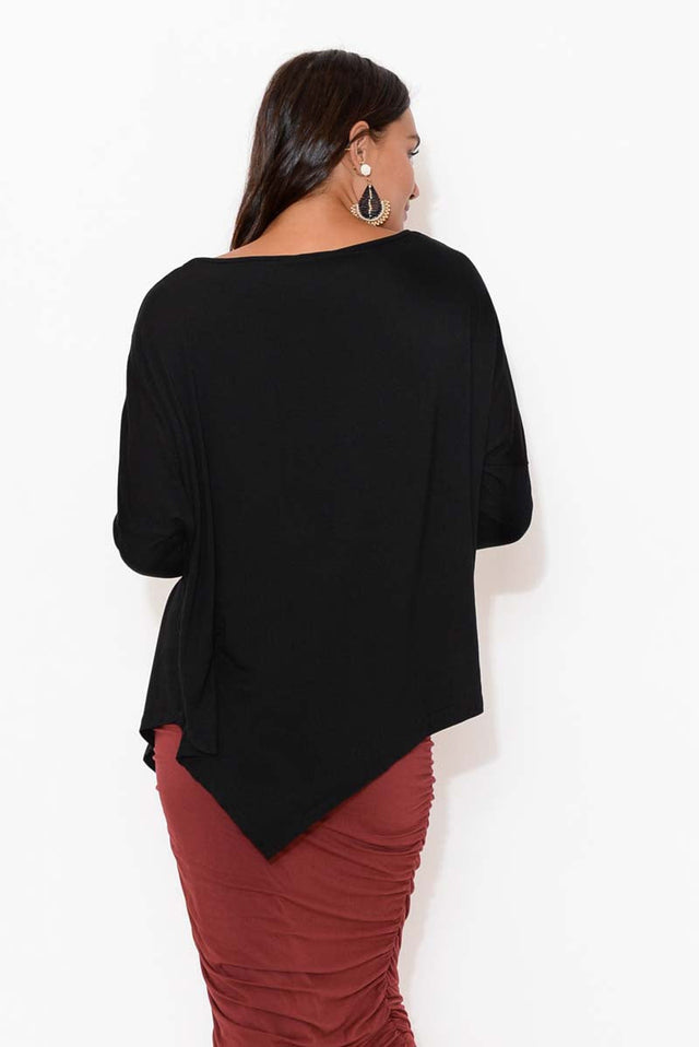 Black Bamboo Relaxed Boatneck Top image 6