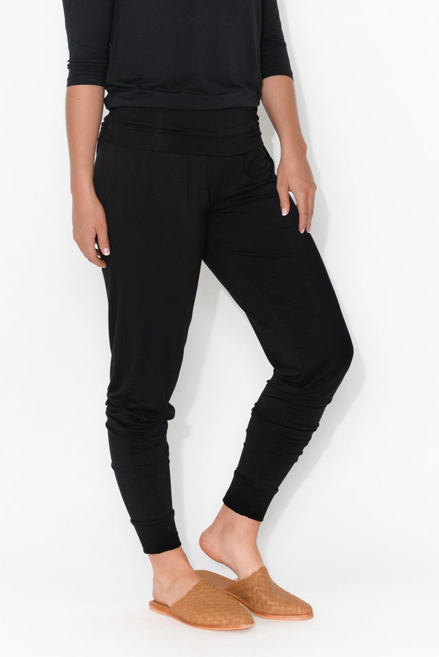 Black Bamboo Soft Slouch Pants image 2