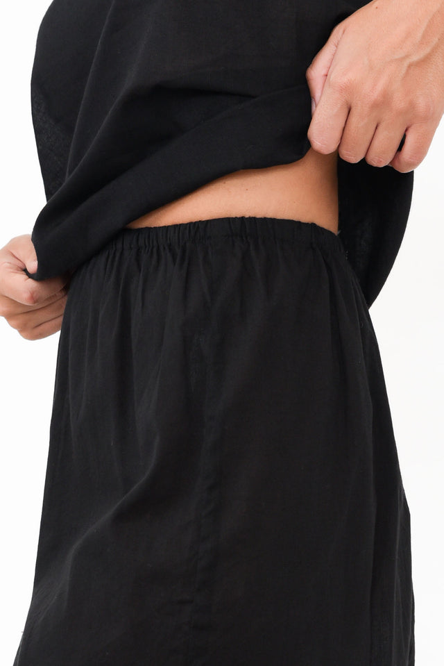 Black Cotton Slip Skirt