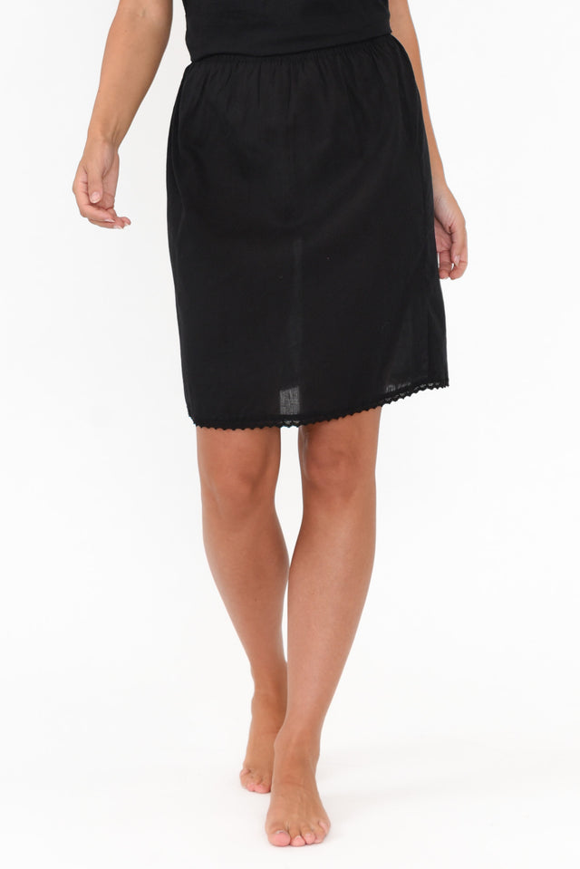 Black Cotton Slip Skirt