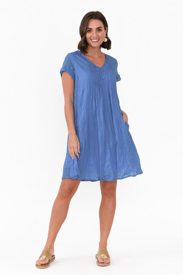 Sabina Cobalt Crinkle Cotton Dress image 2