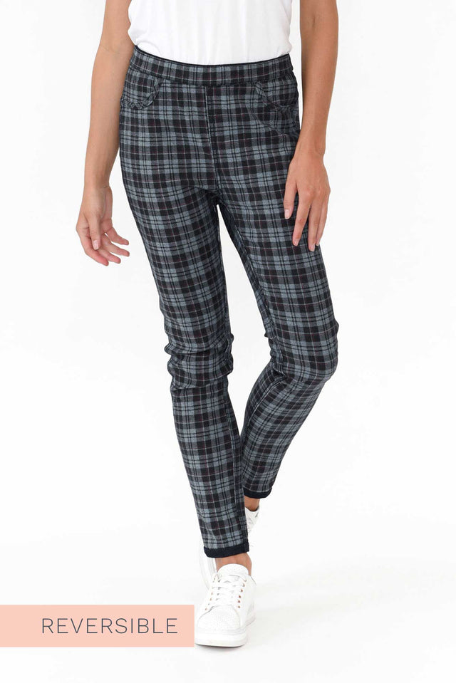 Brody Navy Check Reversible Stretch Pants image 1