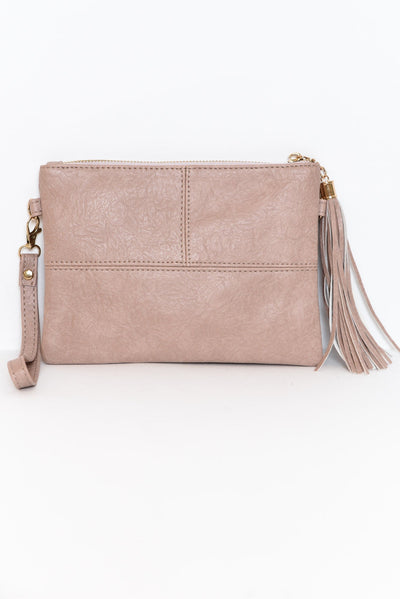 Brynn Blush Tassel Crossbody Bag